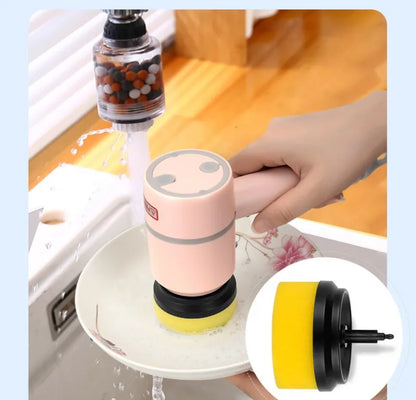 Multifunctional Electric Spin Scrubber Rechargeable with 6 Replaceable Cleaning Brush Heads or Bathroom Kitchen Oven Dish Floor