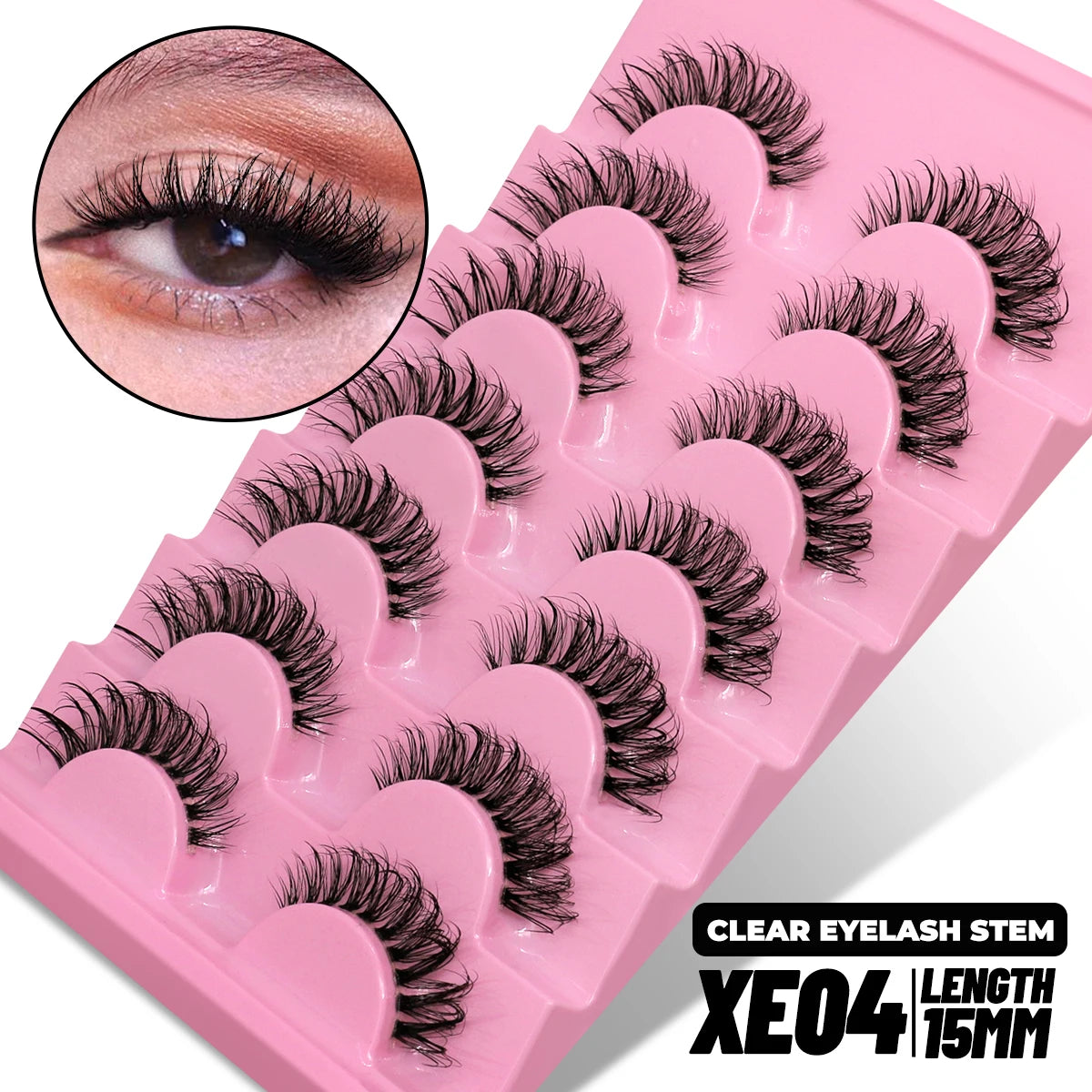 GROINNEYA Invisible Band Lashes 5/7 Pairs 3d Mink Lashes Short Length Transparent Stem Soft Natural Looking Eyelash Extensions